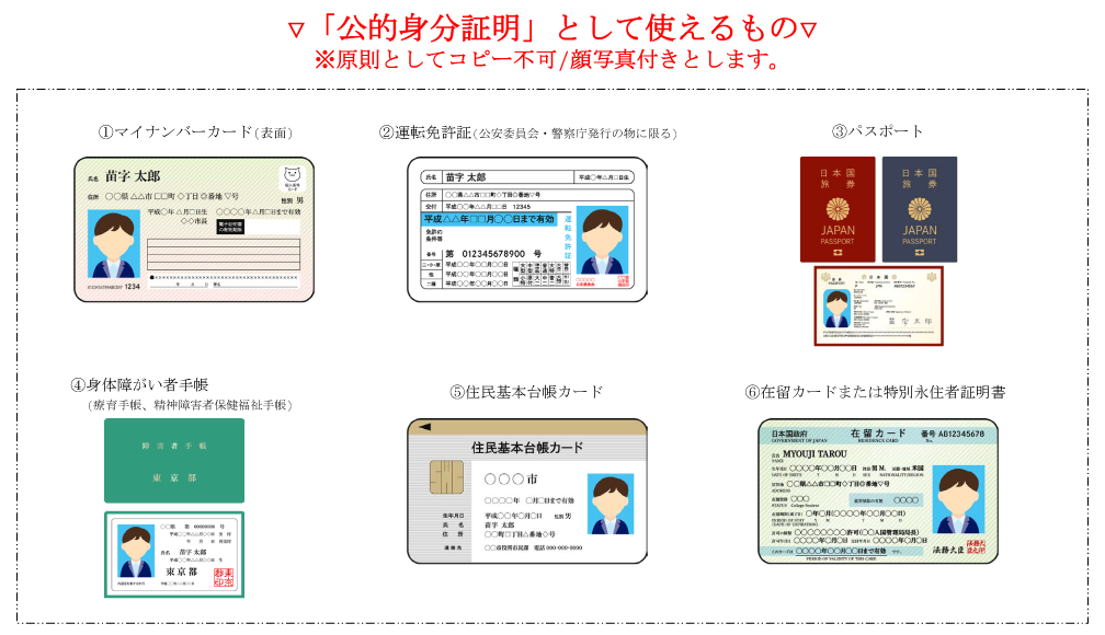 [「顔写真付き身分証明書」として使えるもの